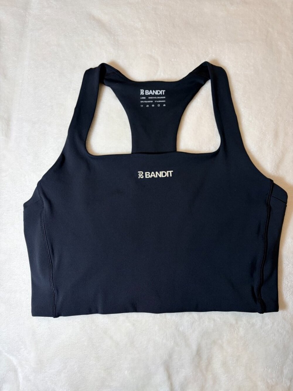 Bandit Running Black Racerback Crop Top Bra & Pockets Large